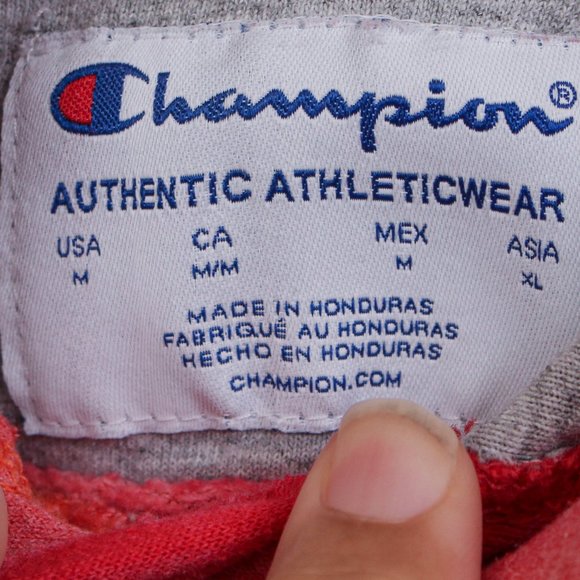 Champion Hoodie Mens Medium Red Bleached Pullover - Picture 3 of 5